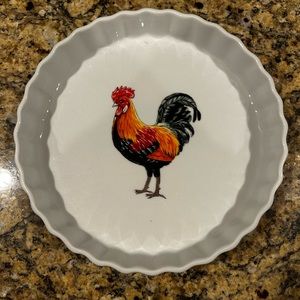 Cordon Bleu BIA Vintage Tart/Pie Pan Aplico Porcelain - Rooster